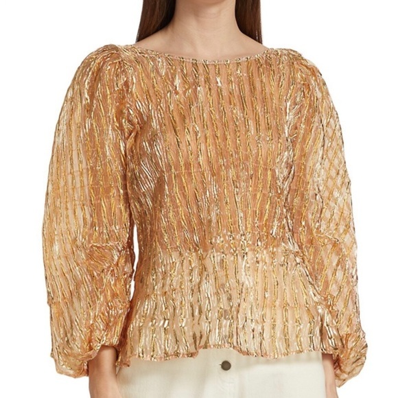 NWT Rachel Comey Metallic Peach Swoop Blouse - Picture 4 of 6